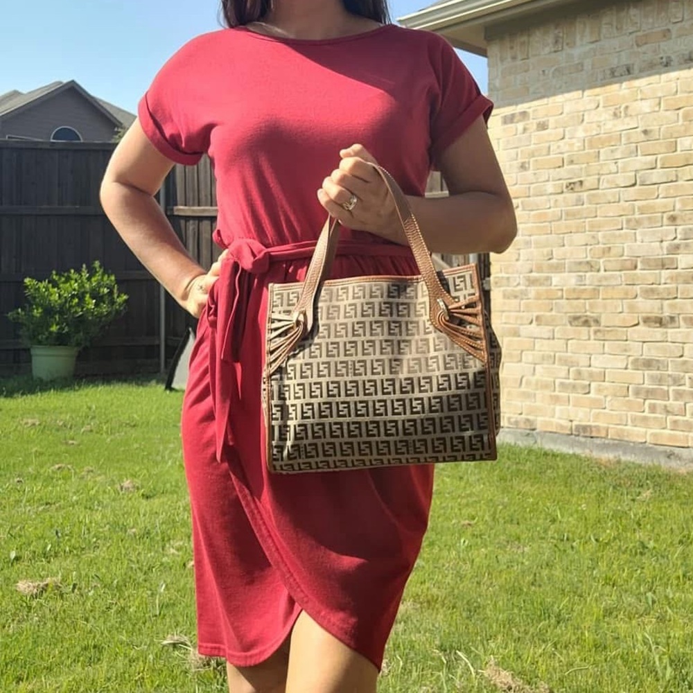 FENDI Brown Zucchino Canvas Handbag